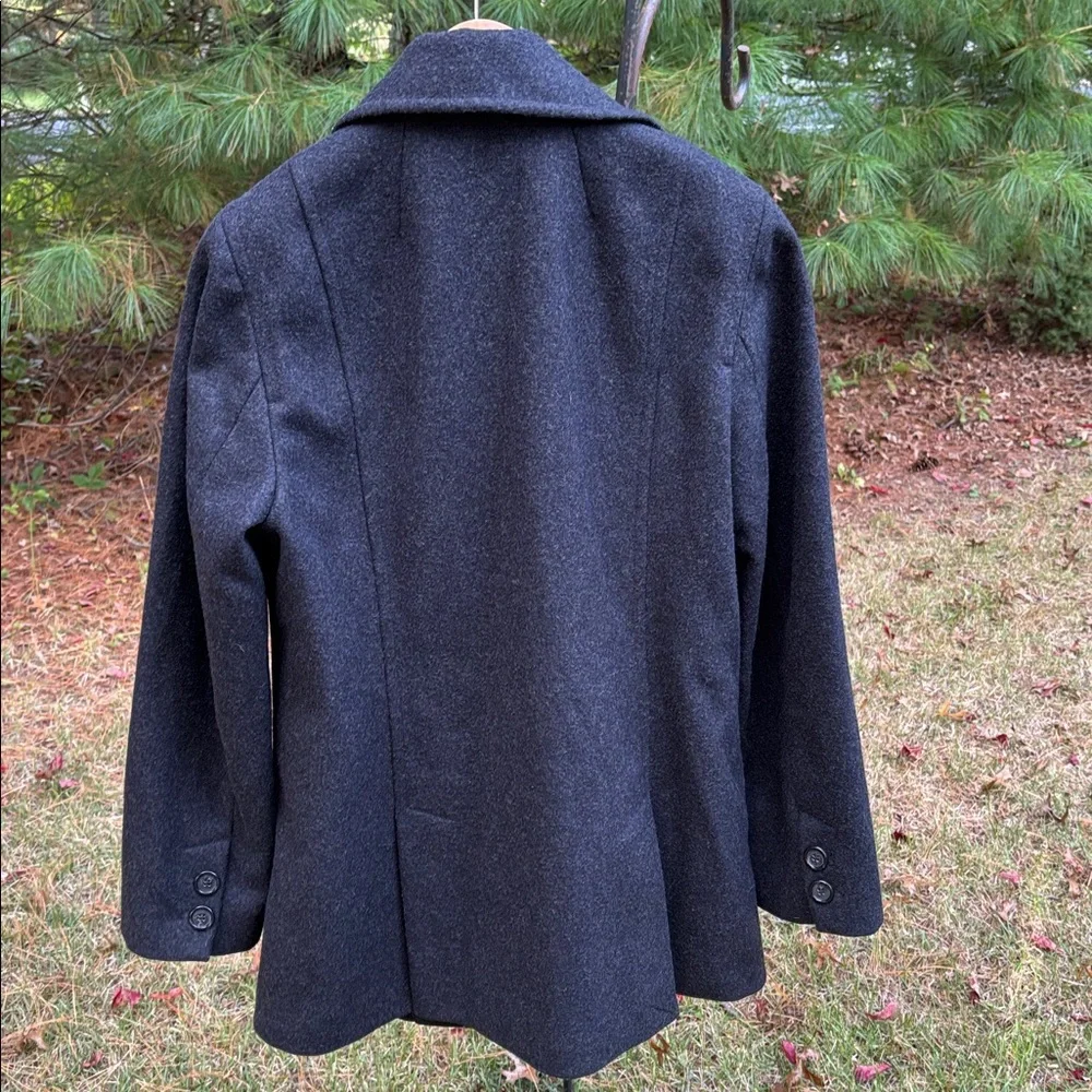 J. Crew Wool Blend Double Breasted Peacoat in Charcoal Gray Sz M